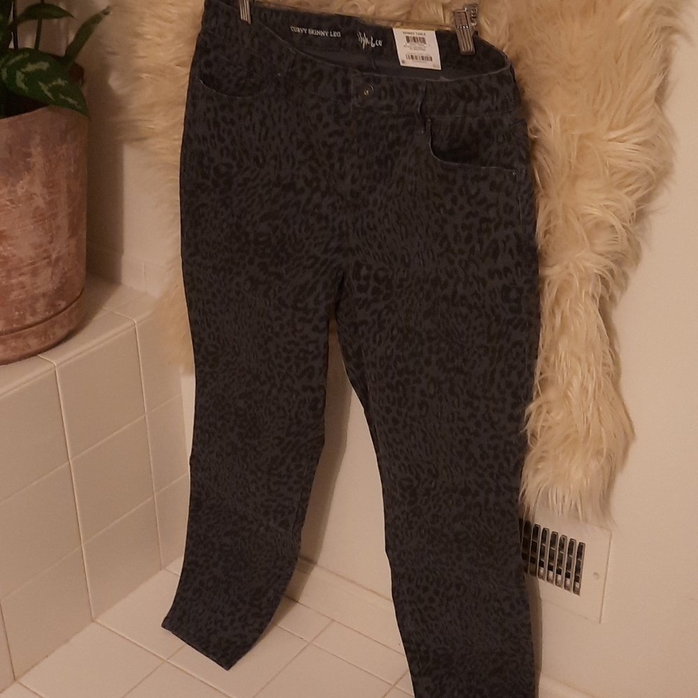 Black and gray animal print denim jeans